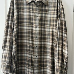 Izod Brown and Gray Casual Button Down Shirt